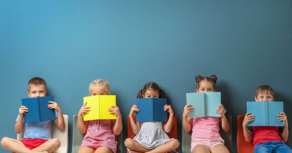 A group of reading Children